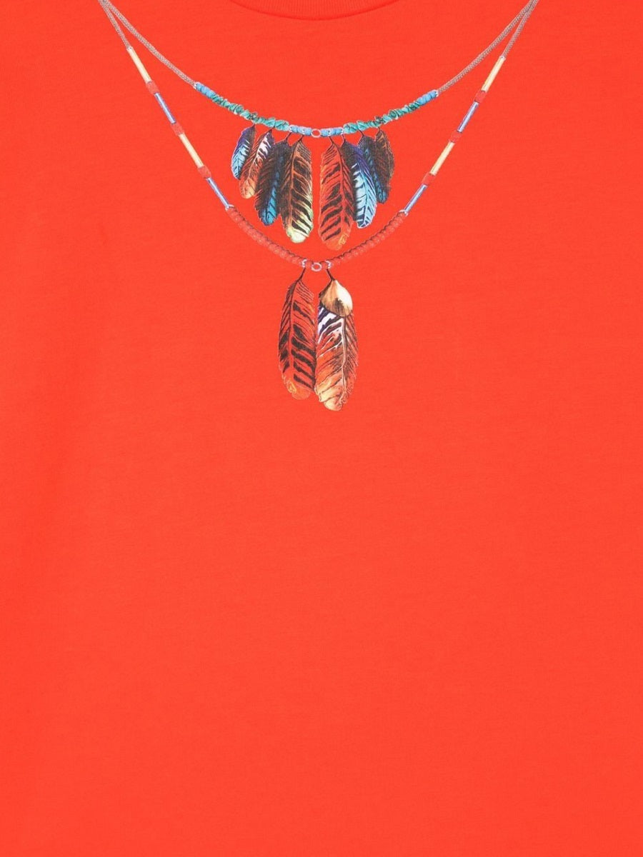 Marcelo Burlon County Of Milan Feather-Fringe Cotton Dress — Red, view 2
