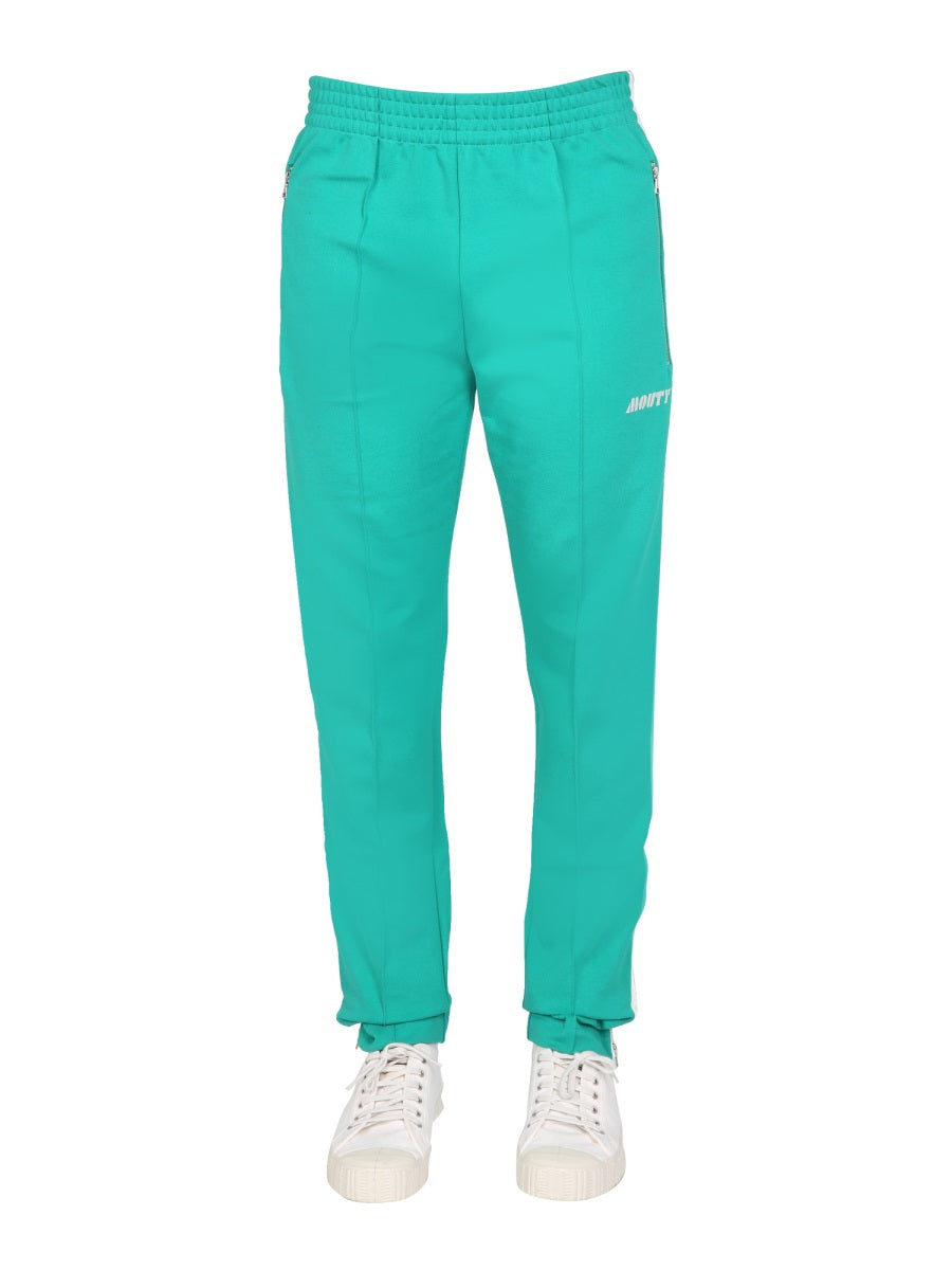 Mouty Logo-Embroidered Viscose Jogging Pants — Green by Mouty
