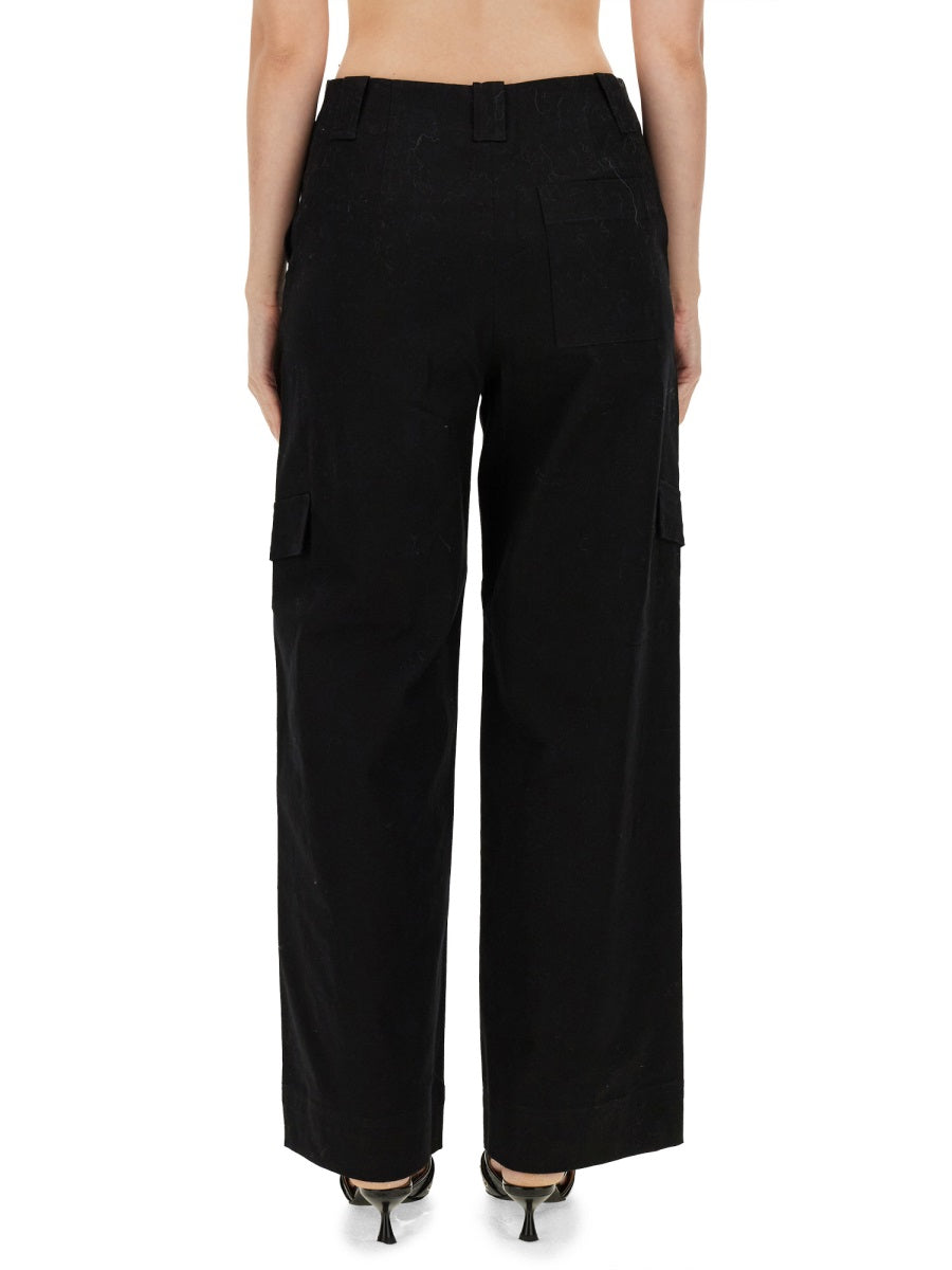 Ganni Herringbone Trousers — Black by Ganni