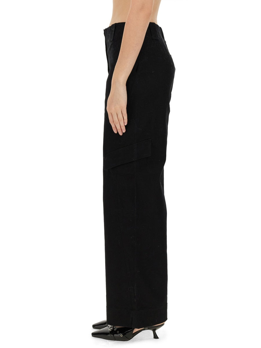 Ganni Herringbone Trousers — Black, view 4