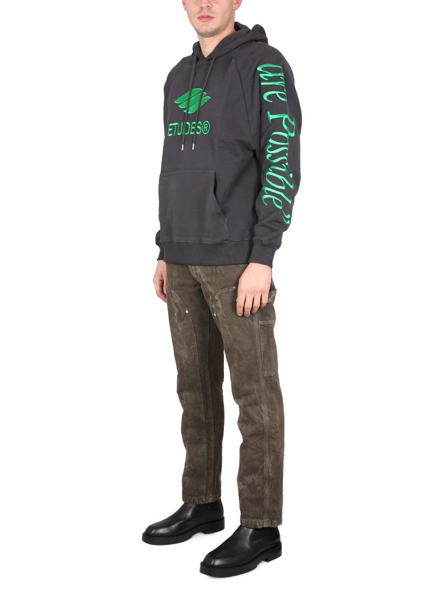 éTudes Studio Logo-Embroidered Organic Cotton Sweatshirt — Black by éTudes Studio