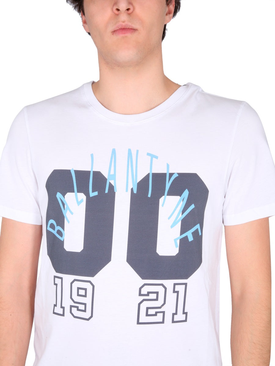 Ballantyne Logo-Print Cotton T-Shirt — White, view 4