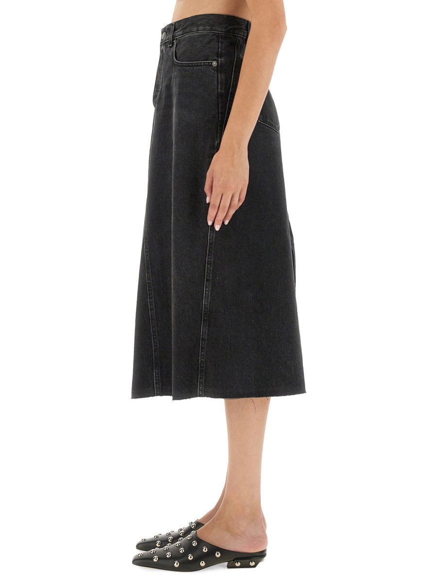 Haikure Cotton Midi Skirt — Black, view 4