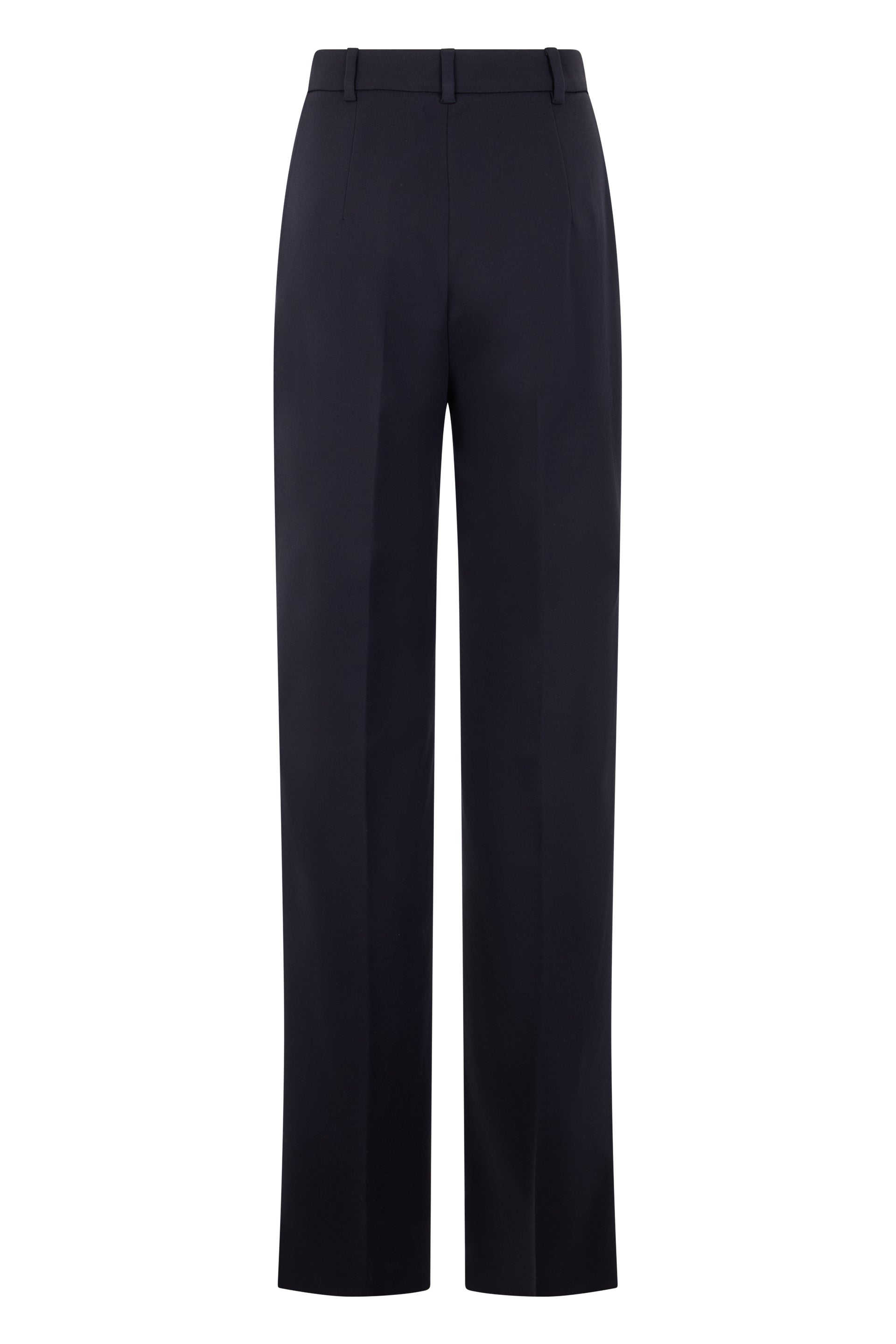 Max Mara Studio High-Waisted Cotton Trousers — Blue, view 2