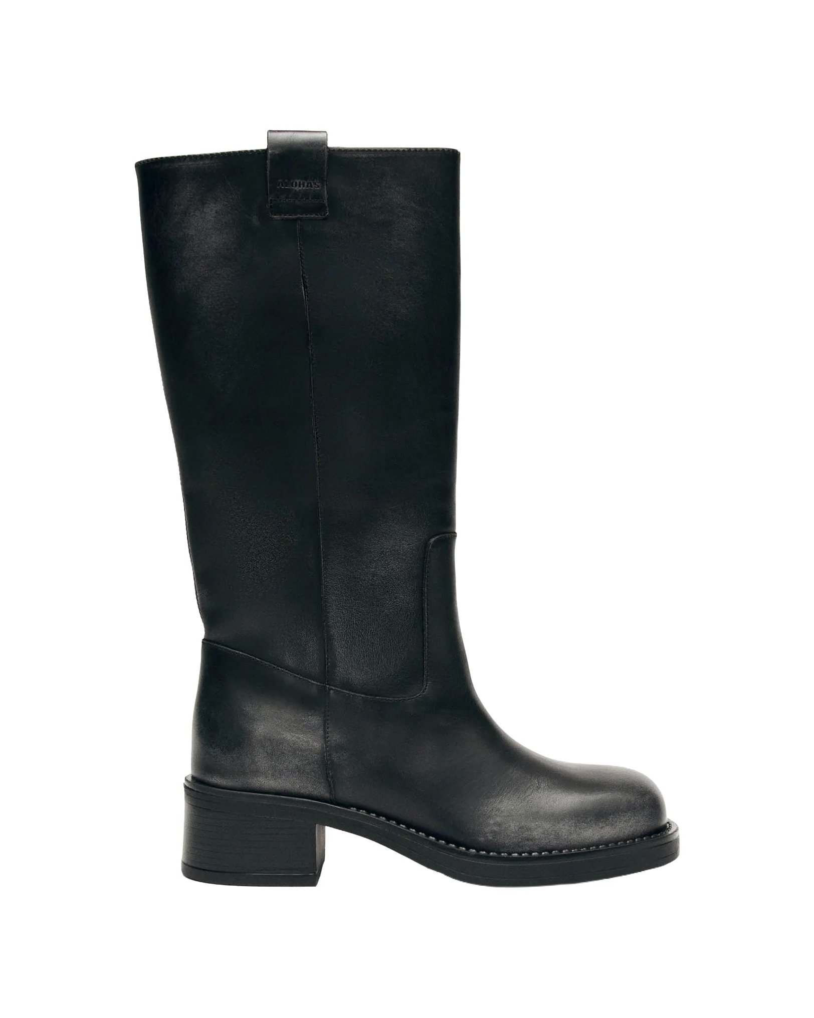 Alohas Leather Riding Boot — Black by Alohas