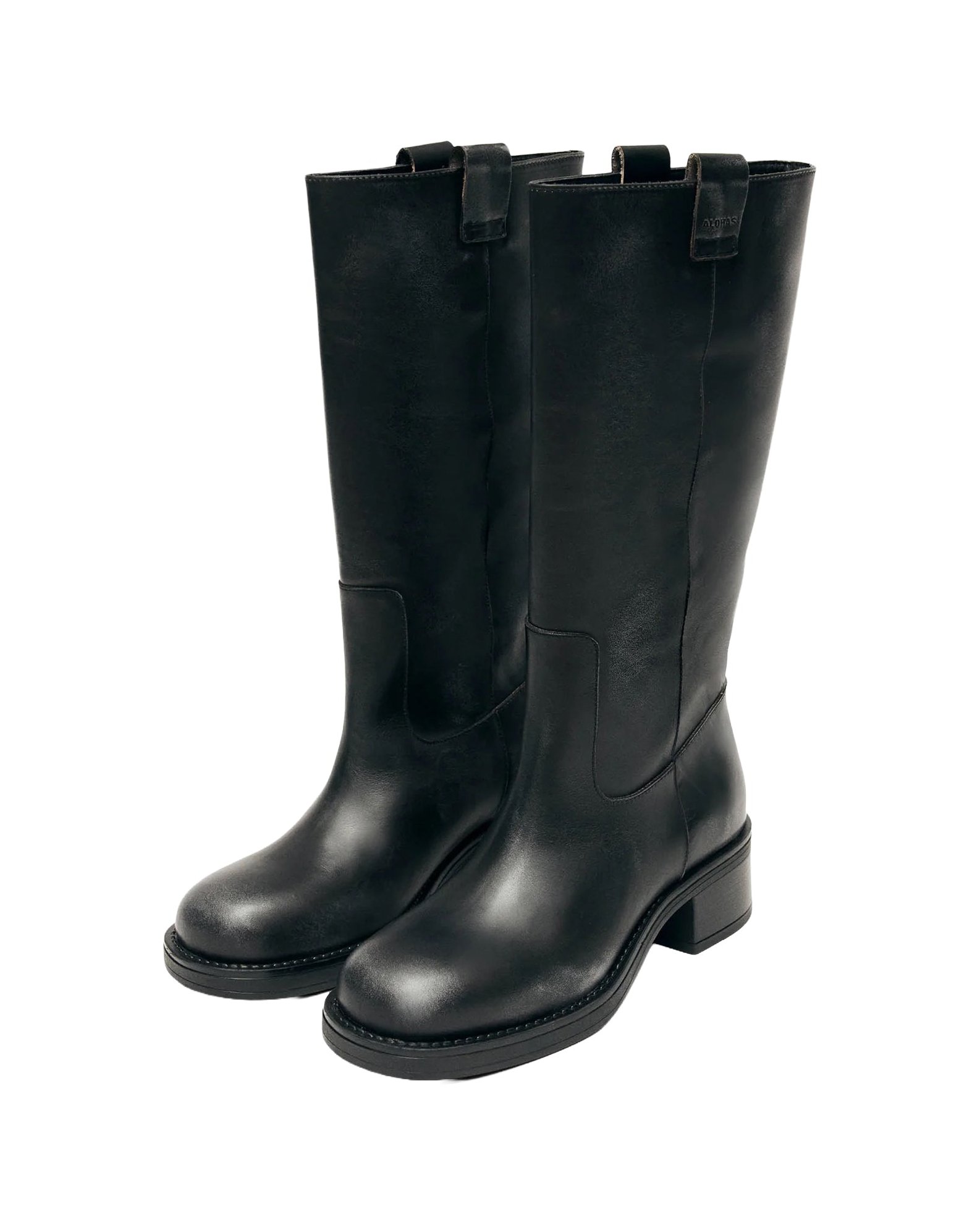 Alohas Leather Riding Boot — Black, view 2