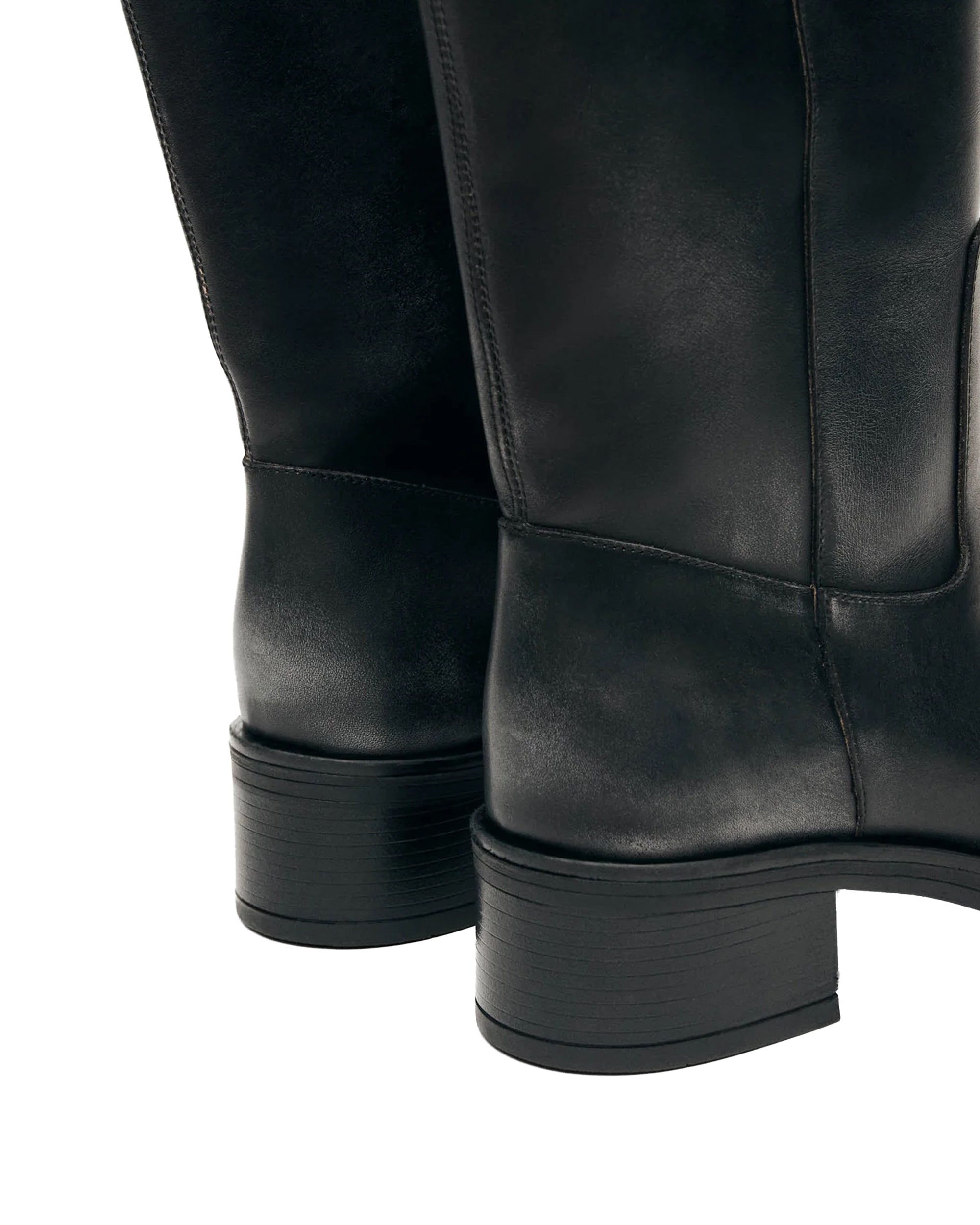 Alohas Leather Riding Boot — Black, view 3