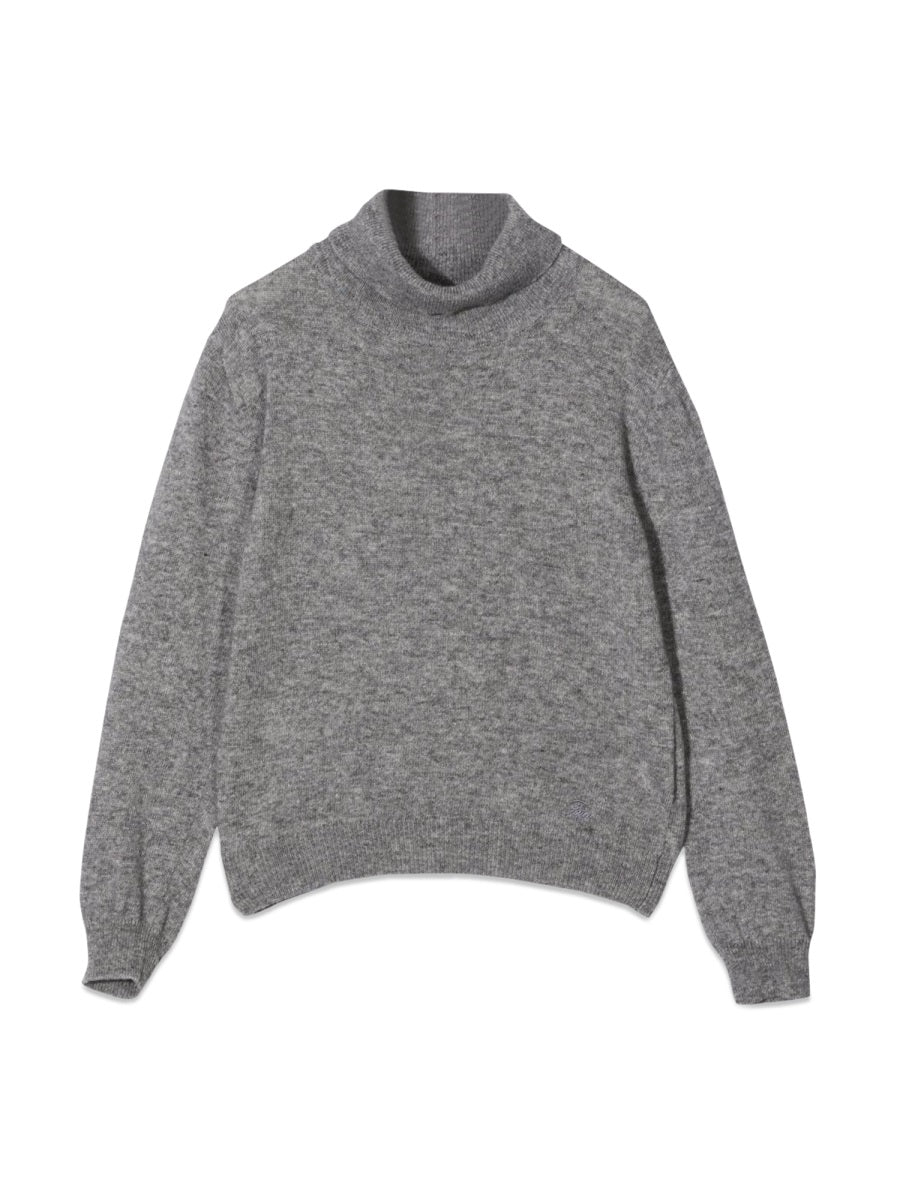 Fay Wool-Blend Turtleneck Sweater — Gray, view 4
