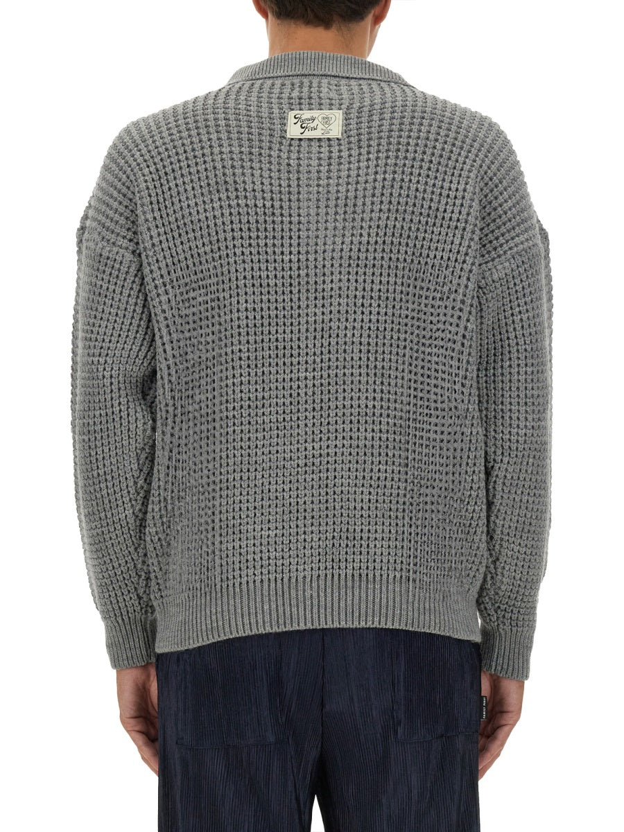 Family First Wool-Blend Cardigan — Grey, view 4