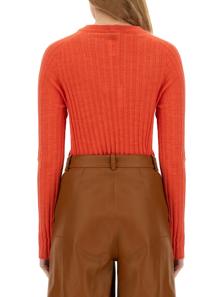 Alysi Ribbed Knit Sweater — Red, view 2