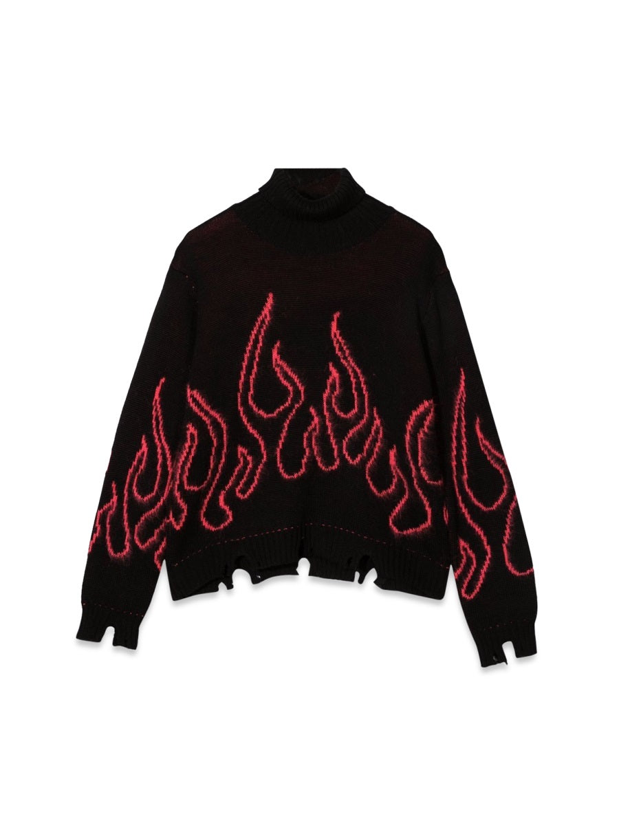 Vision Of Super Pink Flame Motif Mohair-Blend Jumper — Black by Vision Of Super
