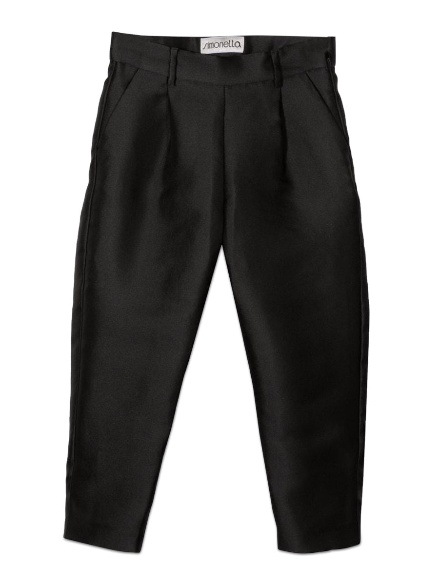 Simonetta Polyester-Silk Blend Trousers — Black by Simonetta