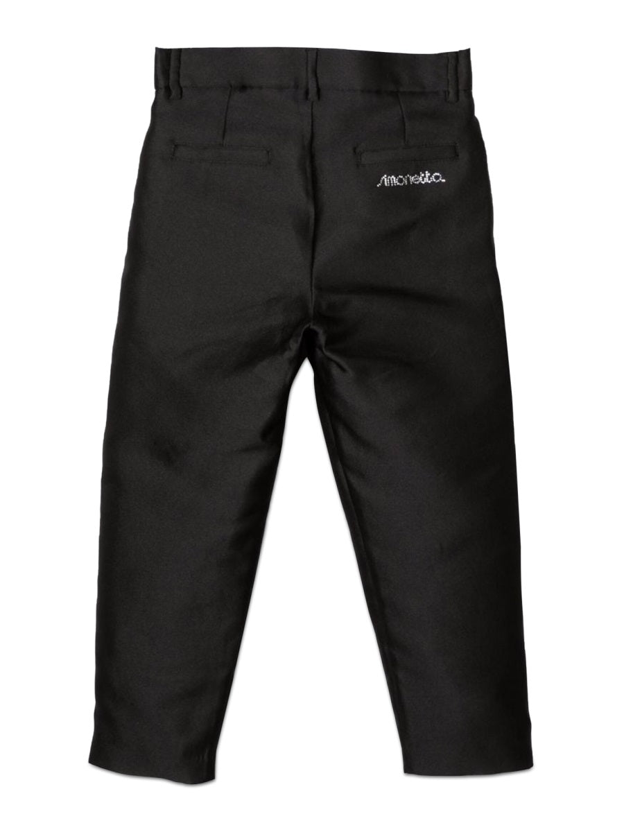 Simonetta Polyester-Silk Blend Trousers — Black, view 2