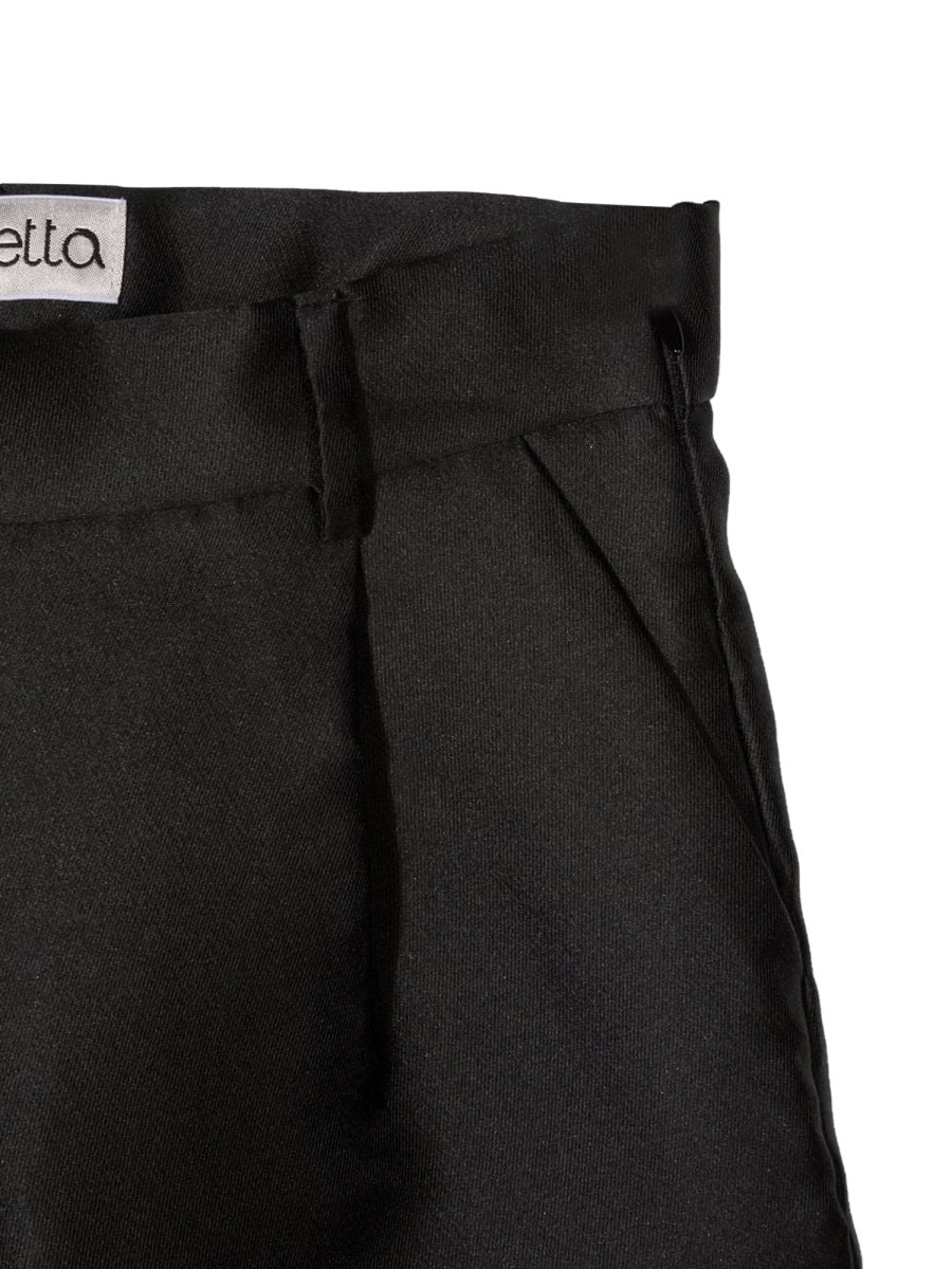 Simonetta Polyester-Silk Blend Trousers — Black, view 3
