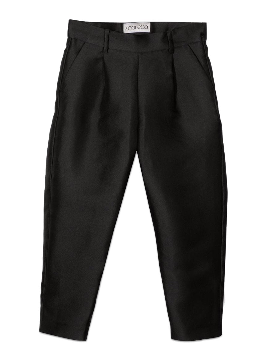 Simonetta Polyester-Silk Blend Trousers — Black, view 4