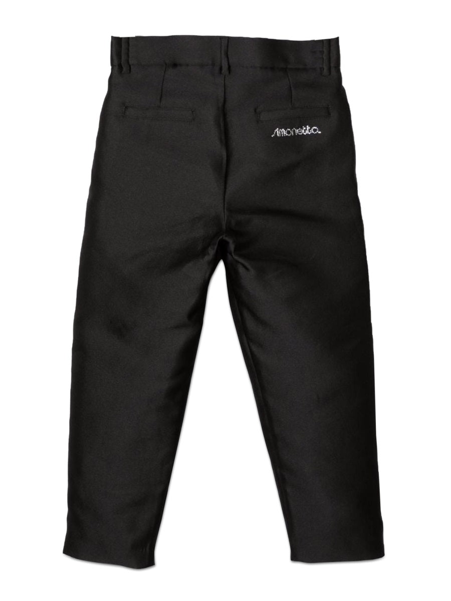 Simonetta Polyester-Silk Blend Trousers — Black, view 5