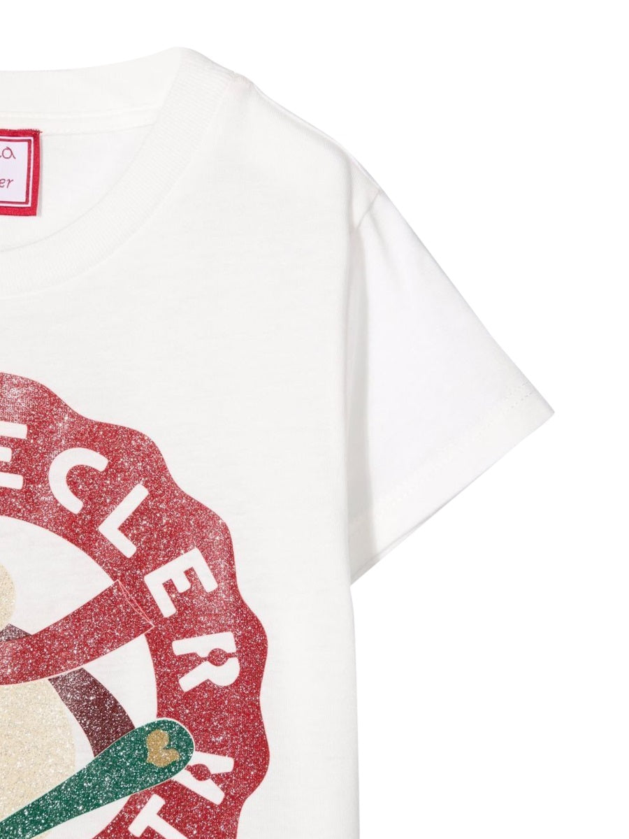 Simonetta Logo Cotton T-Shirt — Ivory, view 3