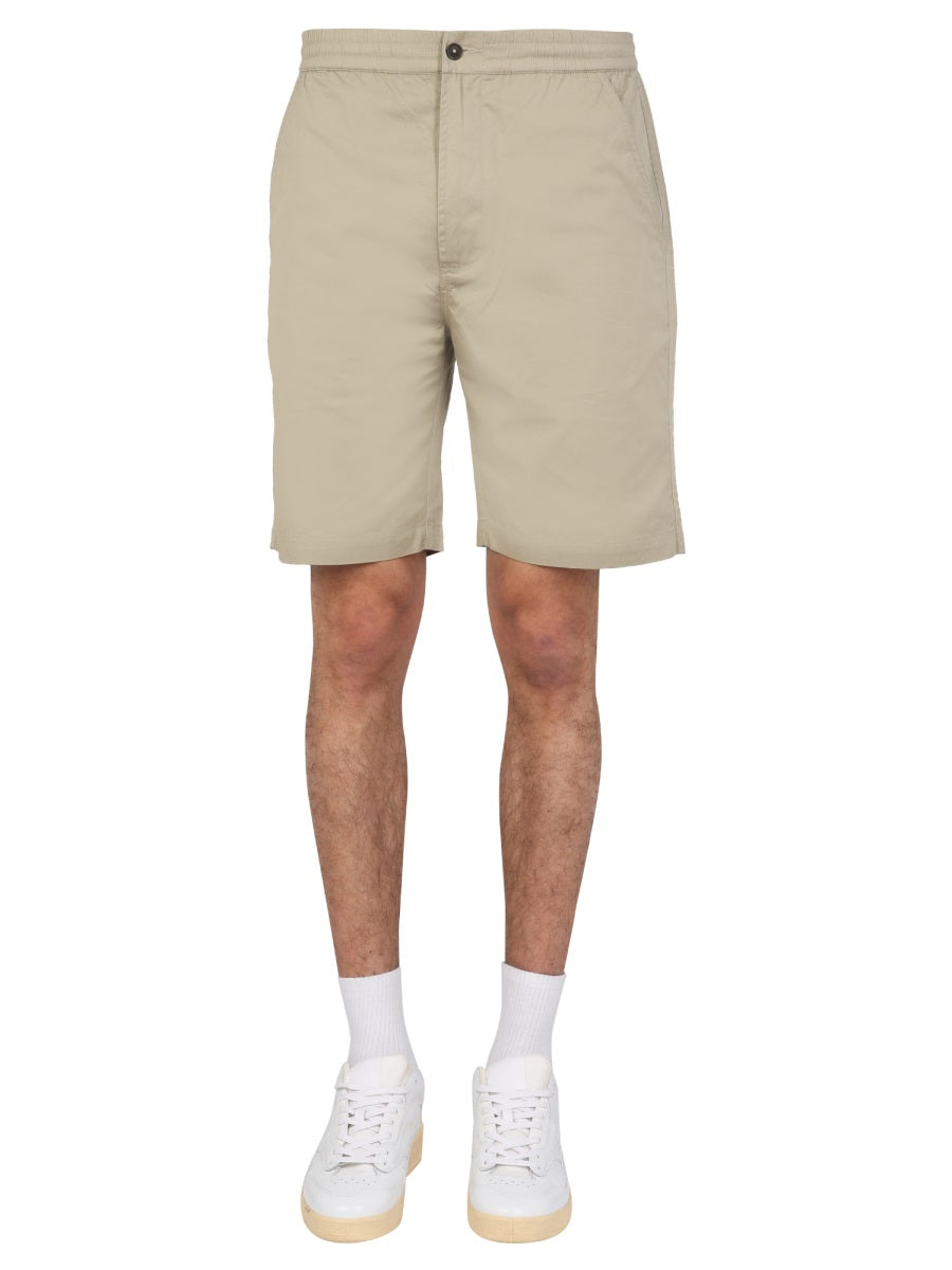 Universal Works Regular Fit Cotton Bermuda Shorts — Gray, view 2