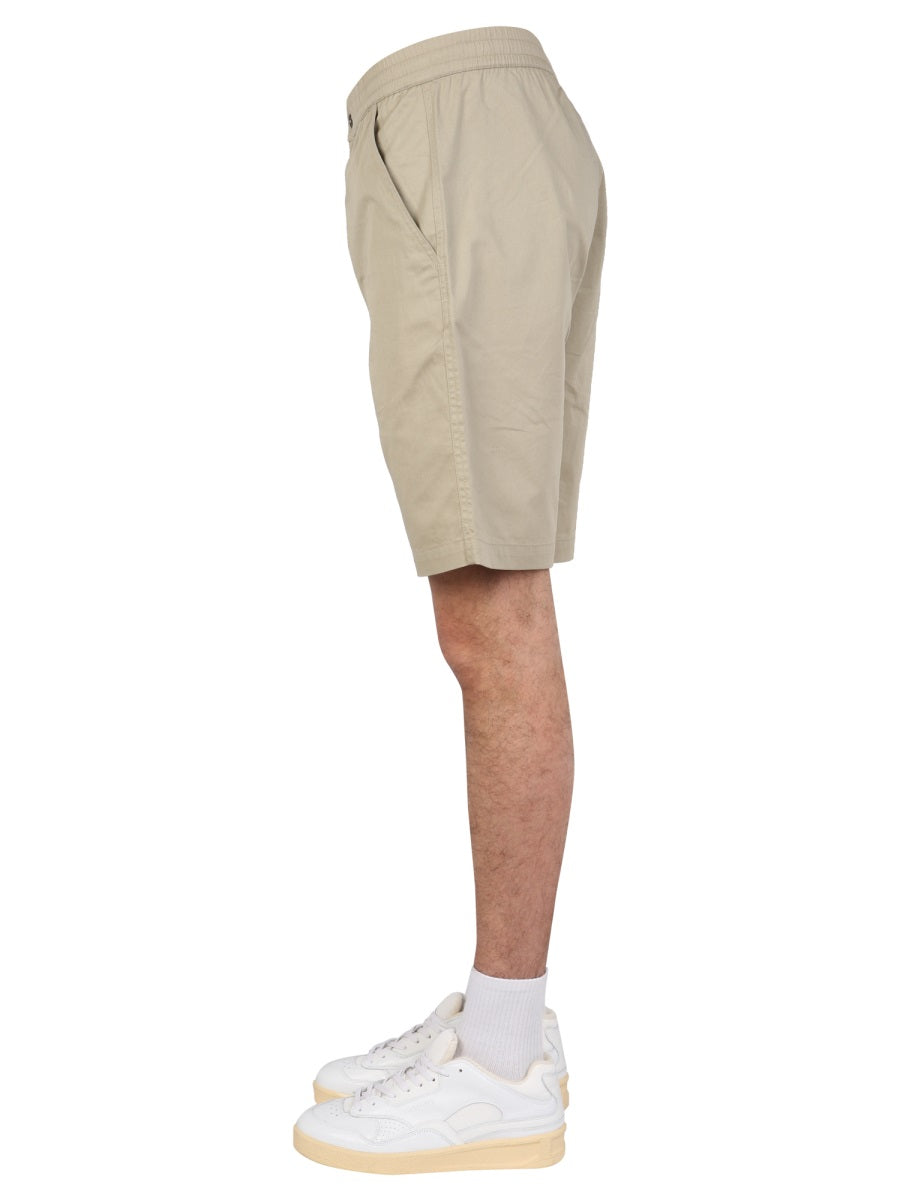 Universal Works Regular Fit Cotton Bermuda Shorts — Gray, view 3