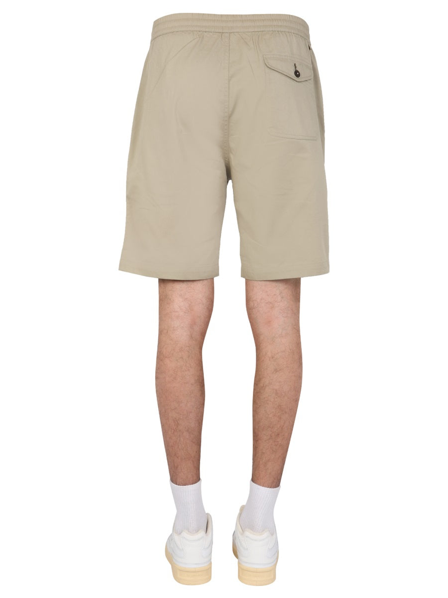 Universal Works Regular Fit Cotton Bermuda Shorts — Gray, view 4