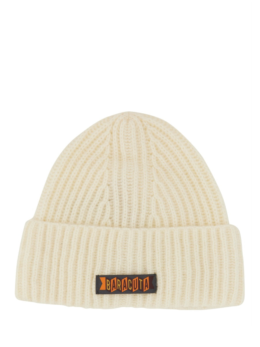 Baracuta BRACC0118_UF0509817 Logo-Patch Virgin Wool Beanie — White by Baracuta