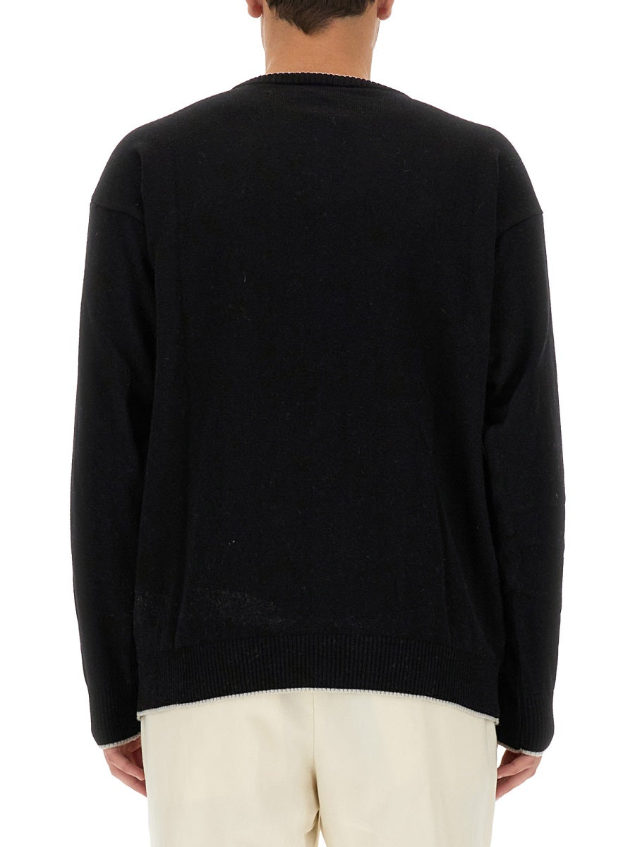 Family First Logo Cashmere Blend Sweater — Black by Family First
