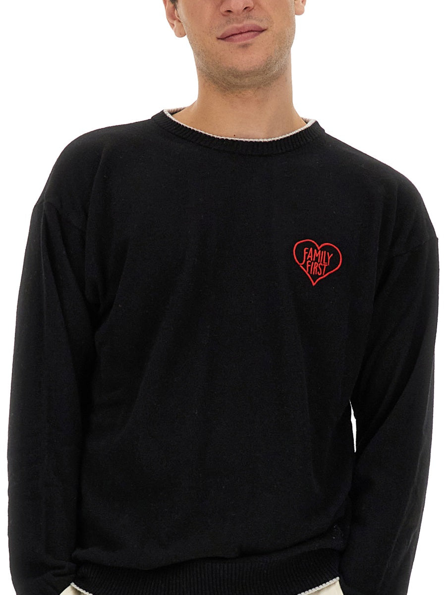 Family First Logo Cashmere Blend Sweater — Black, view 2