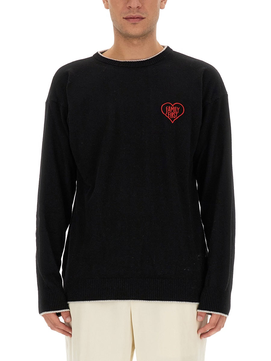 Family First Logo Cashmere Blend Sweater — Black, view 3