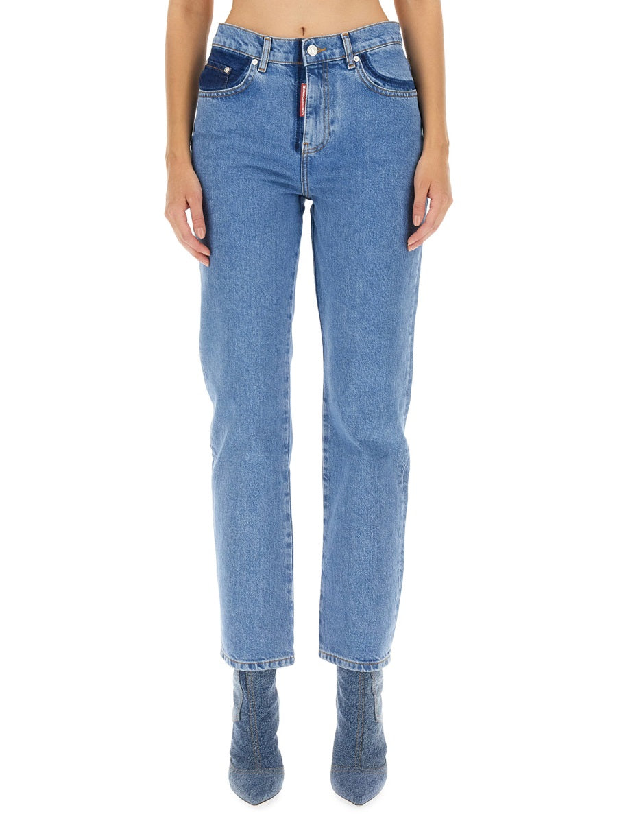 Moschino Five-Pocket Cotton Jeans — Blue, view 2