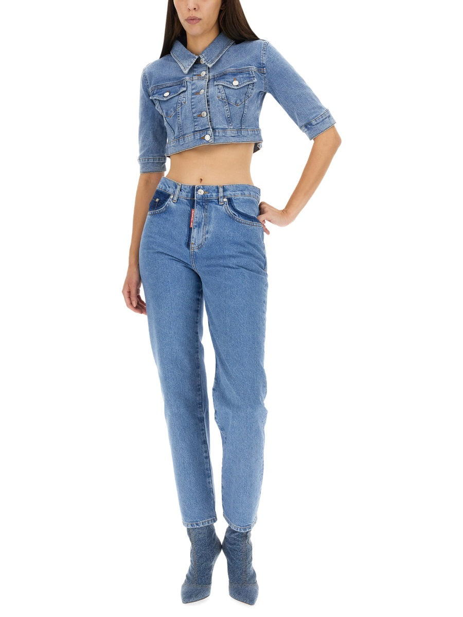 Moschino Five-Pocket Cotton Jeans — Blue, view 3