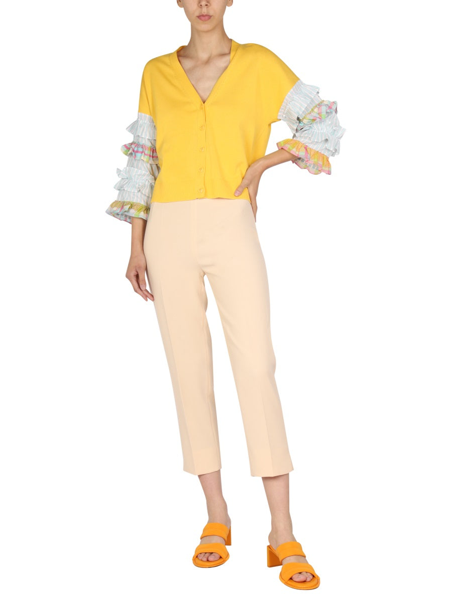 Boutique Moschino Side Zipper Cropped Trousers — Ivory by Boutique Moschino