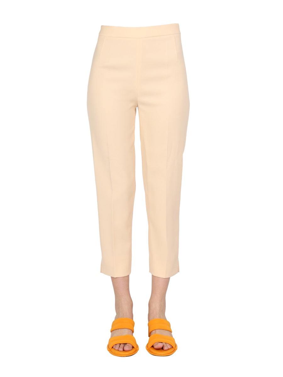 Boutique Moschino Side Zipper Cropped Trousers — Ivory, view 2