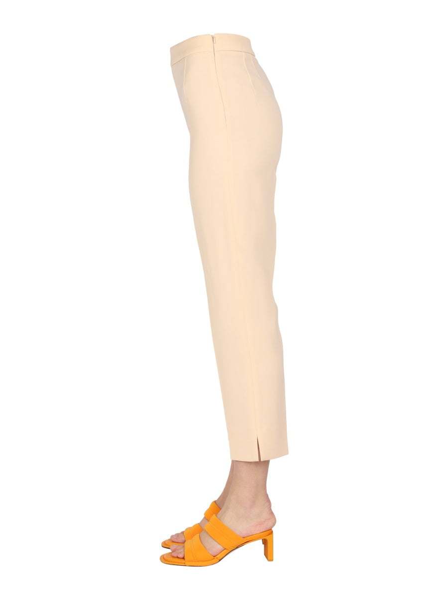 Boutique Moschino Side Zipper Cropped Trousers — Ivory, view 3
