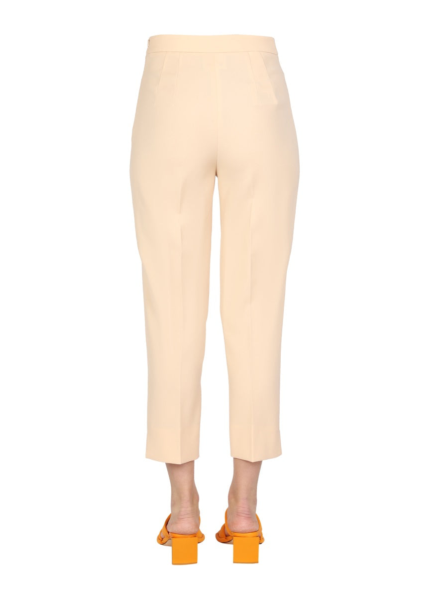 Boutique Moschino Side Zipper Cropped Trousers — Ivory, view 4