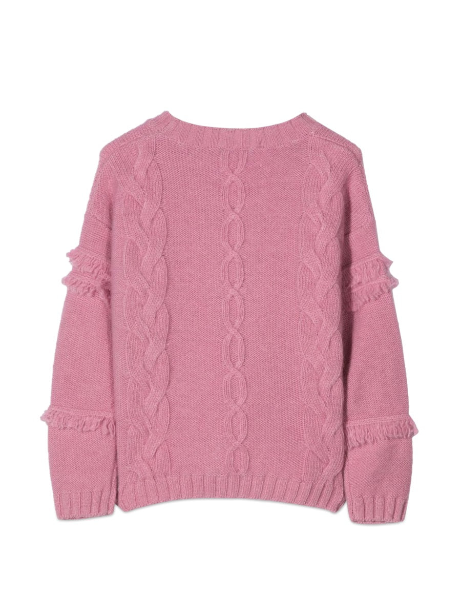 Il Gufo Wool Knit Sweater — Pink, view 3
