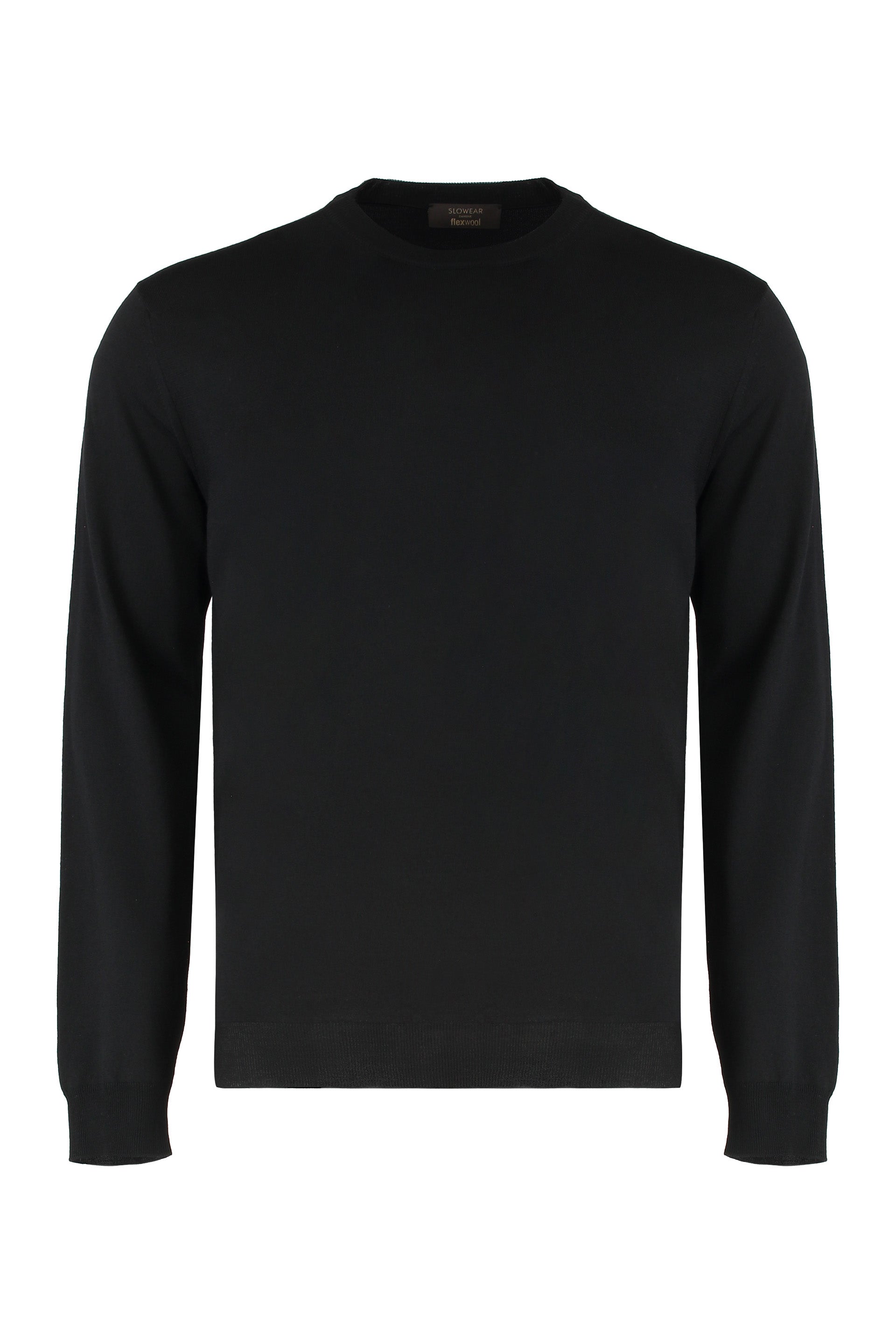 Slowear Virgin Wool Crew-Neck Sweater — Black by Slowear
