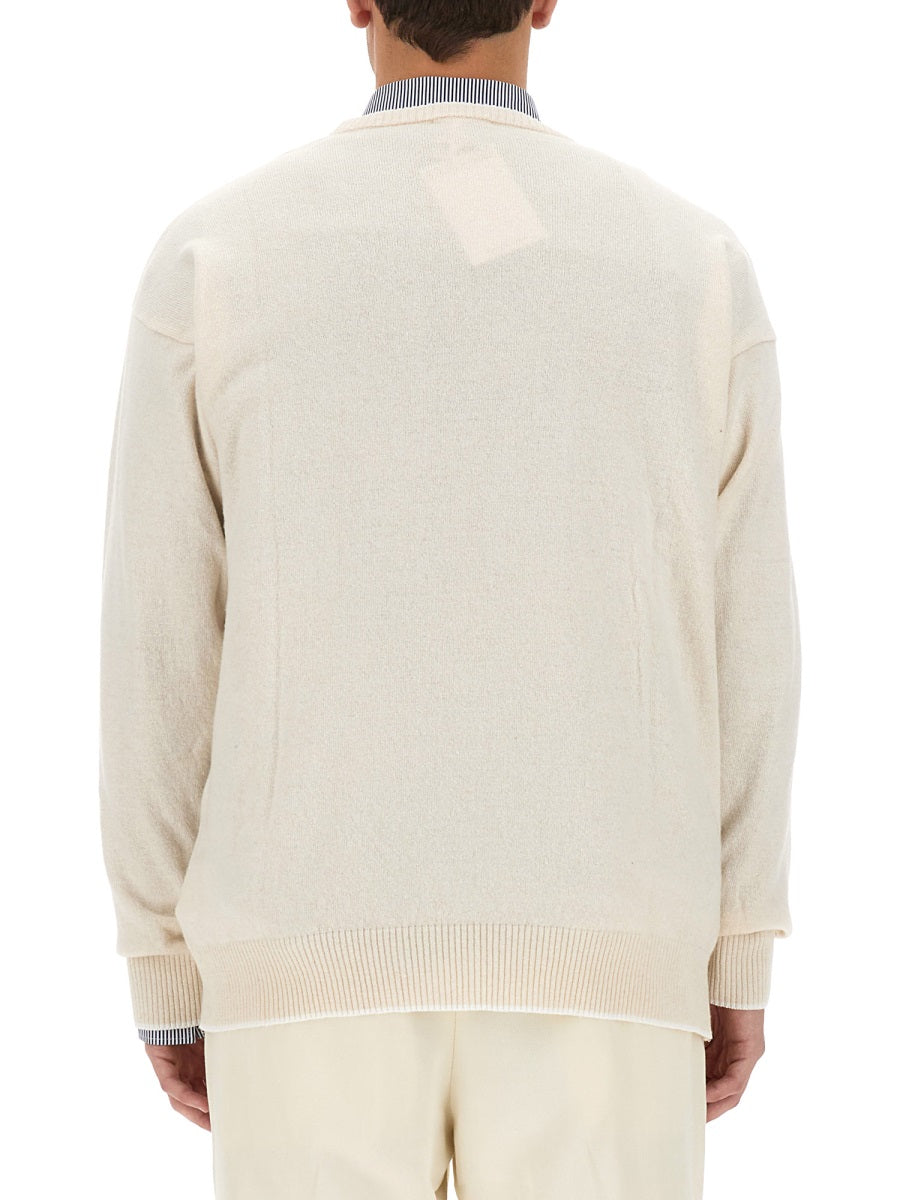 Family First Logo Cashmere Blend Sweater — White by Family First