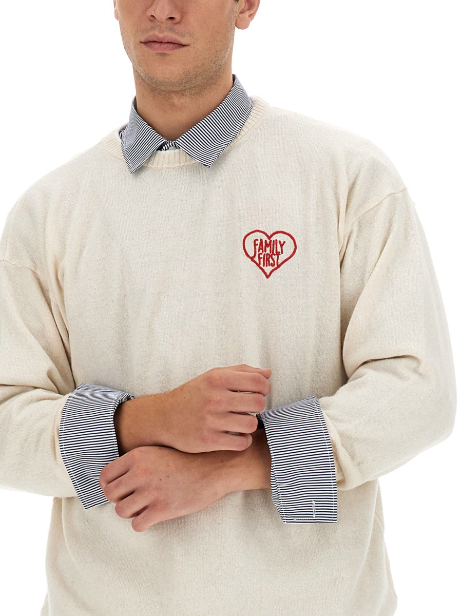 Family First Logo Cashmere Blend Sweater — White, view 2
