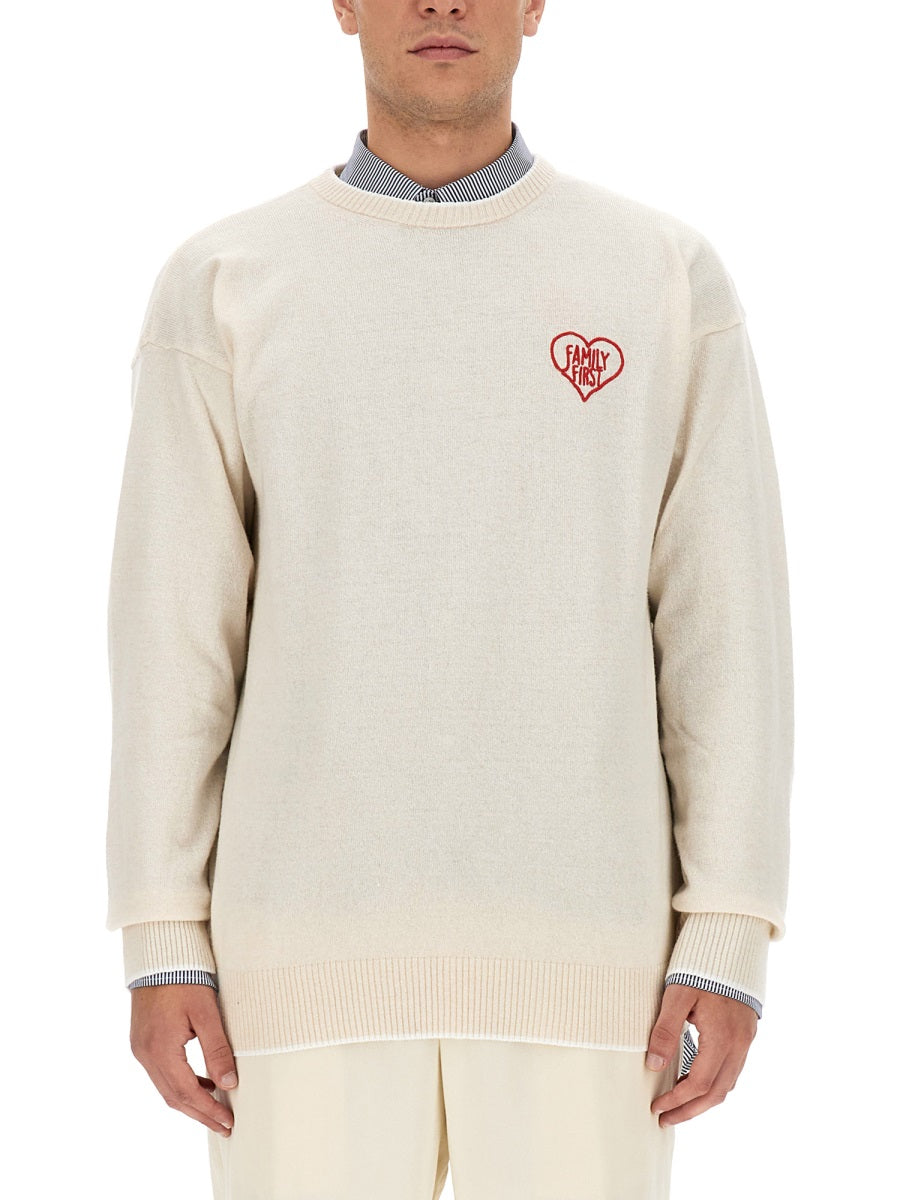 Family First Logo Cashmere Blend Sweater — White, view 3