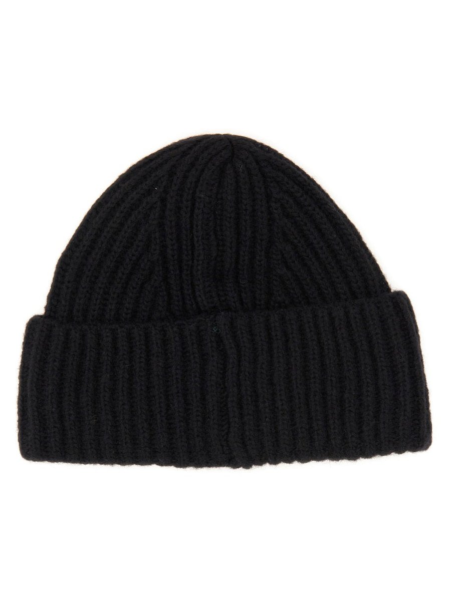 Baracuta BRACC0118_UF0509100 Logo Patch Virgin Wool Beanie — Black by Baracuta