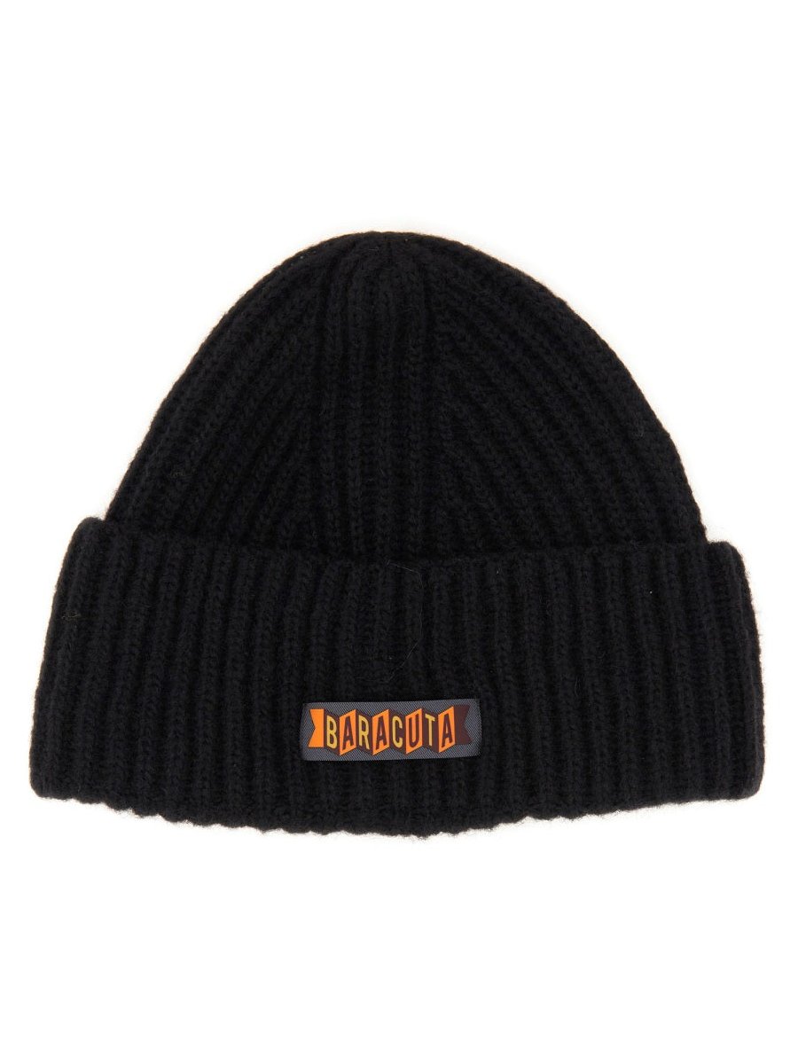 Baracuta BRACC0118_UF0509100 Logo Patch Virgin Wool Beanie — Black, view 2