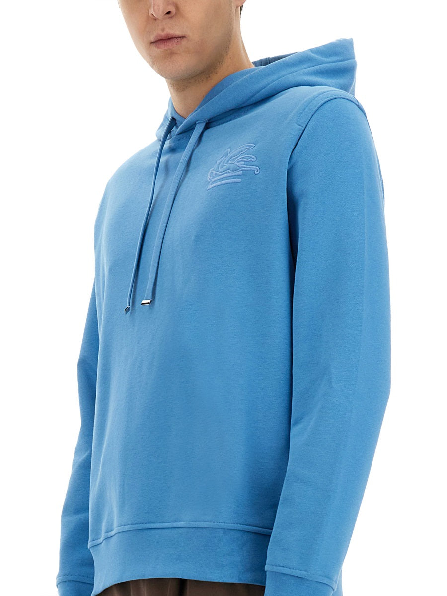 Etro Cotton-Blend Hoodie — Azure, view 2