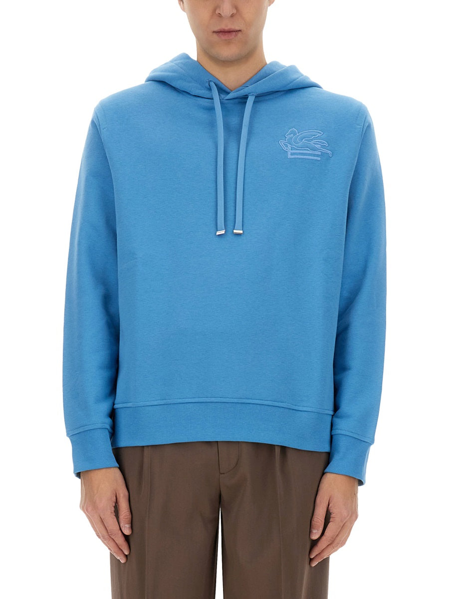 Etro Cotton-Blend Hoodie — Azure, view 3
