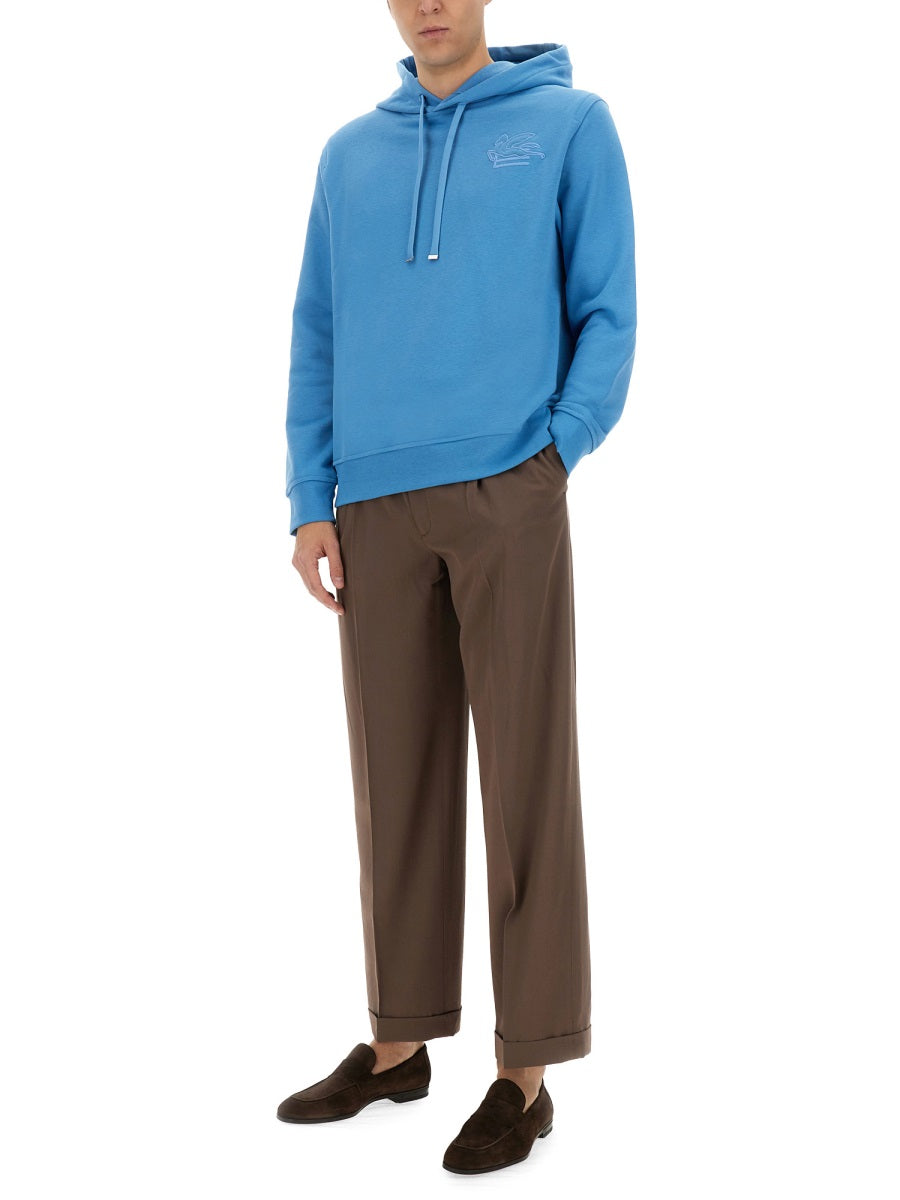 Etro Cotton-Blend Hoodie — Azure, view 4