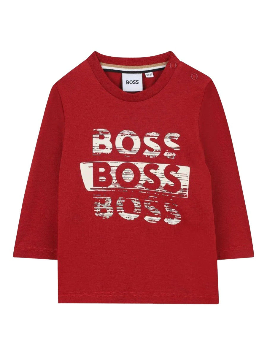 Hugo Boss Logo-Embroidered Cotton T-Shirt — Red, view 2