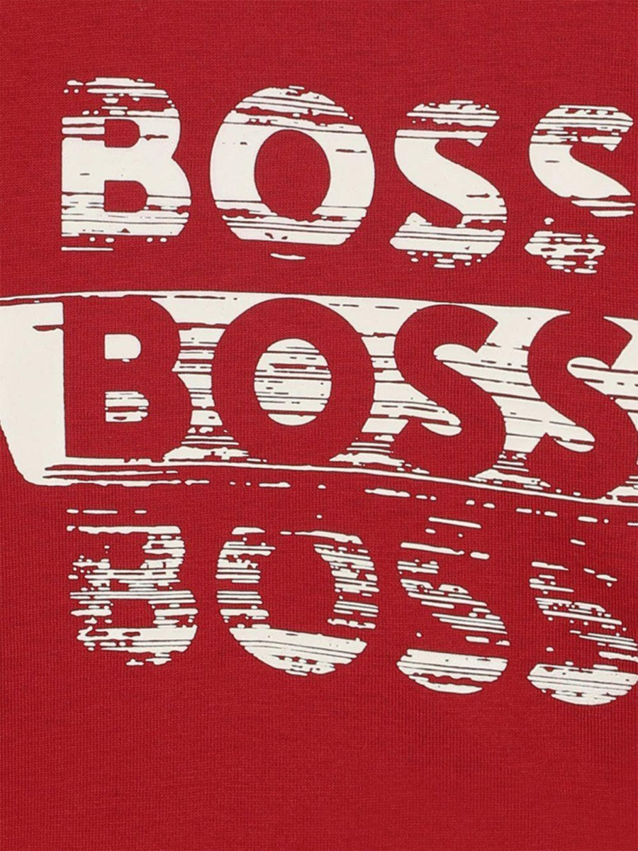 Hugo Boss Logo-Embroidered Cotton T-Shirt — Red, view 3
