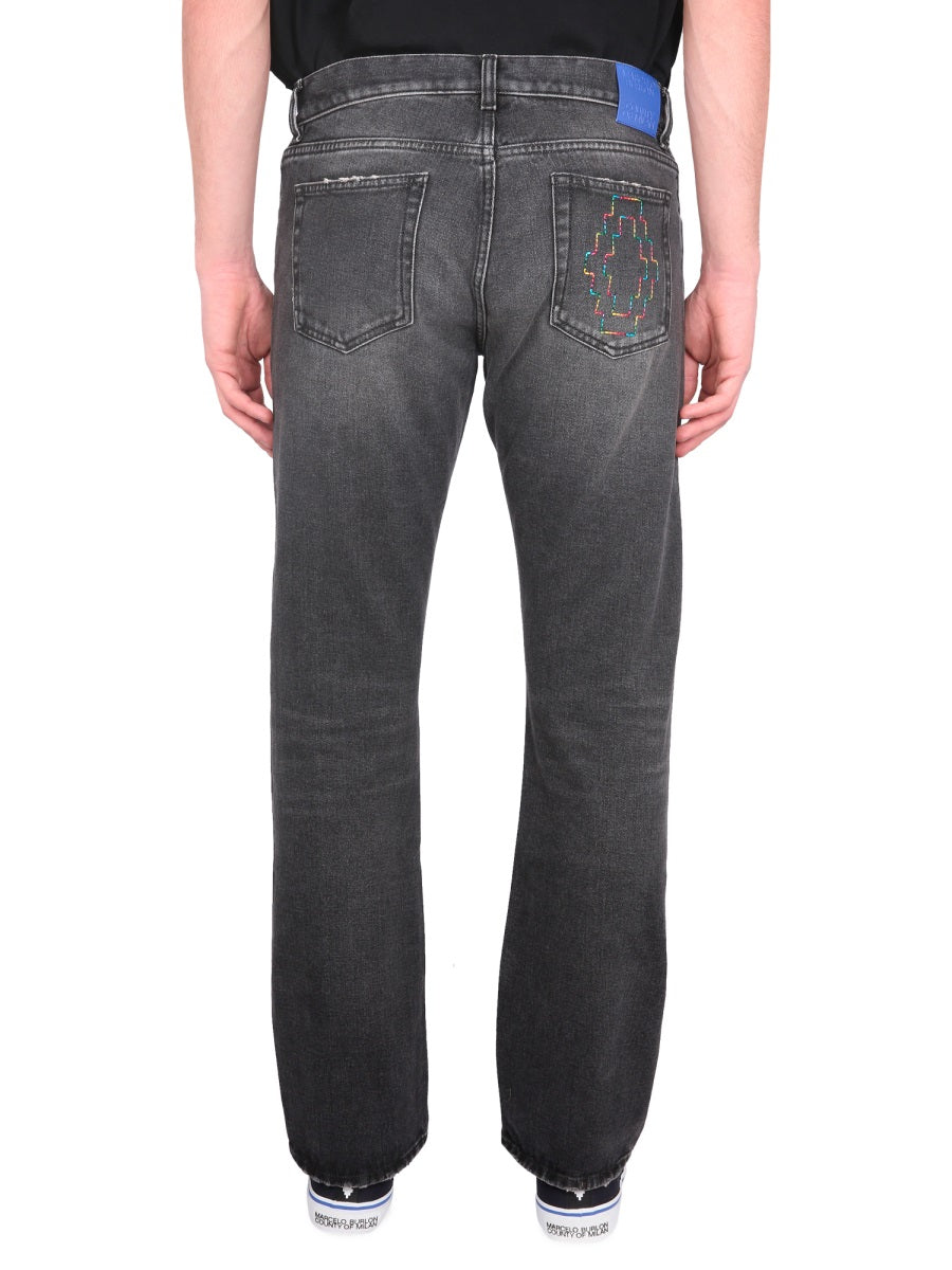 Marcelo Burlon County Of Milan Cross-Logo Cotton Jeans — Black, view 4