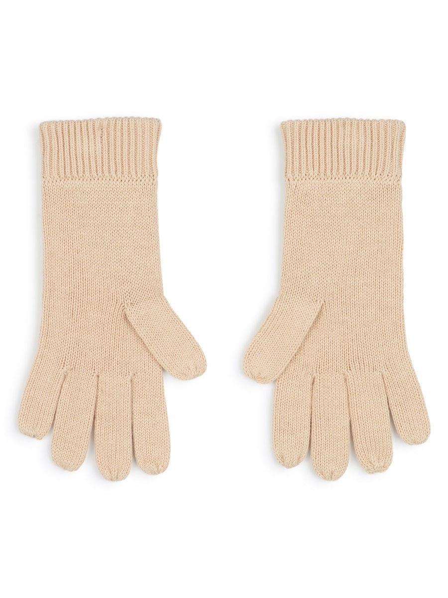 Chloé Logo-Embroidered Cotton-Wool Gloves — Beige, view 2