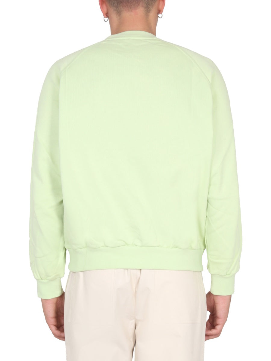Sunnei Crewneck Cotton Sweatshirt — Green, view 3