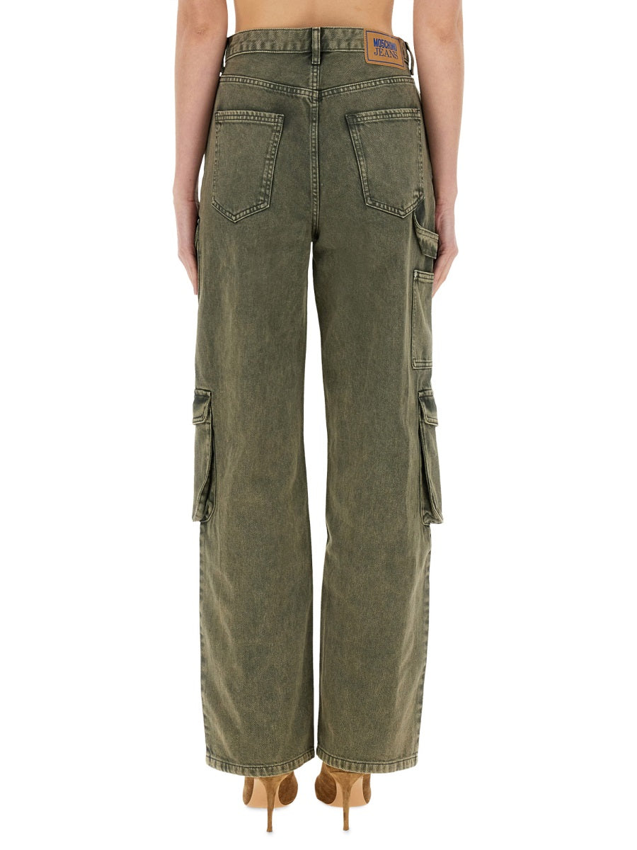 Moschino 100% Cotton Cargo Pants — Green by Moschino